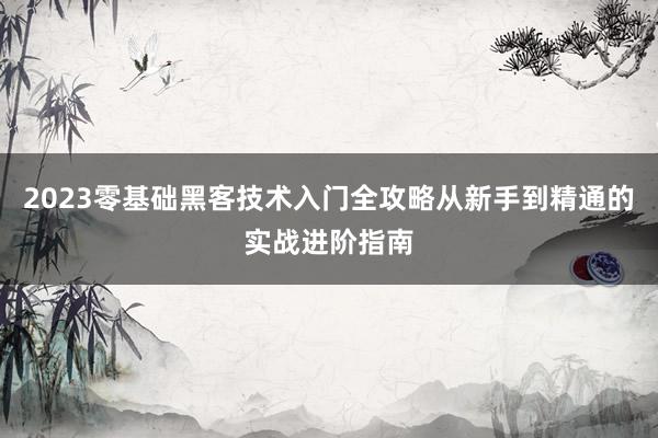 2023零基础黑客技术入门全攻略从新手到精通的实战进阶指南