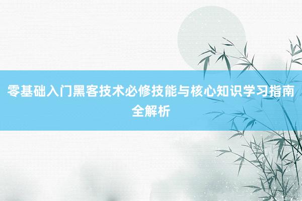零基础入门黑客技术必修技能与核心知识学习指南全解析