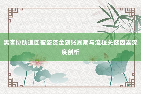 黑客协助追回被盗资金到账周期与流程关键因素深度剖析